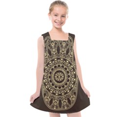 Hamsa Hand Drawn Symbol With Flower Decorative Pattern Kids  Cross Back Dress by Hannah976