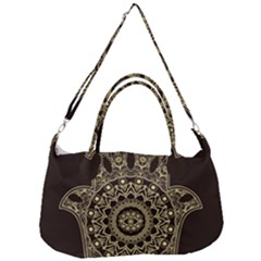 Hamsa Hand Drawn Symbol With Flower Decorative Pattern Removable Strap Handbag by Hannah976