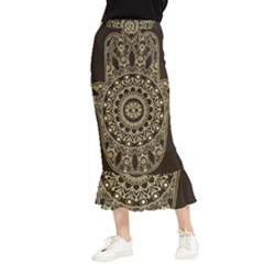 Hamsa Hand Drawn Symbol With Flower Decorative Pattern Maxi Fishtail Chiffon Skirt by Hannah976