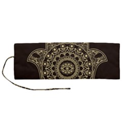 Hamsa Hand Drawn Symbol With Flower Decorative Pattern Roll Up Canvas Pencil Holder (m) by Hannah976