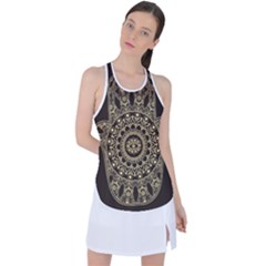 Hamsa Hand Drawn Symbol With Flower Decorative Pattern Racer Back Mesh Tank Top by Hannah976