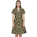 Hamsa Hand Drawn Symbol With Flower Decorative Pattern Short Sleeve Waist Detail Dress View1