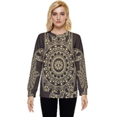 Hamsa Hand Drawn Symbol With Flower Decorative Pattern Hidden Pocket Sweatshirt by Hannah976