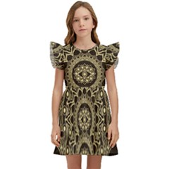 Hamsa Hand Drawn Symbol With Flower Decorative Pattern Kids  Winged Sleeve Dress by Hannah976