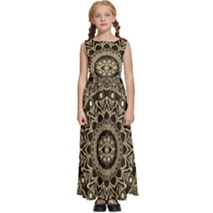 Hamsa Hand Drawn Symbol With Flower Decorative Pattern Kids  Satin Sleeveless Maxi Dress by Hannah976