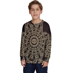 Hamsa Hand Drawn Symbol With Flower Decorative Pattern Kids  Crewneck Sweatshirt by Hannah976