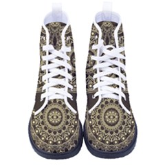 Hamsa Hand Drawn Symbol With Flower Decorative Pattern Women s High-top Canvas Sneakers by Hannah976