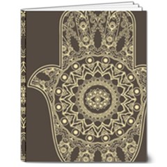 Hamsa Hand Drawn Symbol With Flower Decorative Pattern 8  X 10  Hardcover Notebook by Hannah976