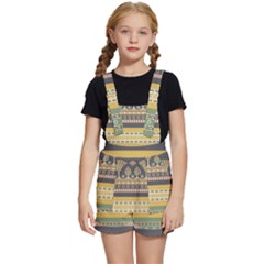 Seamless Pattern Egyptian Ornament With Lotus Flower Kids  Short Overalls