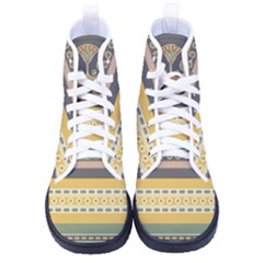 Seamless Pattern Egyptian Ornament With Lotus Flower Women s High-top Canvas Sneakers by Hannah976