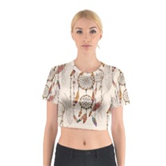 Coloured Dreamcatcher Background Cotton Crop Top by Hannah976