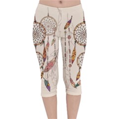 Coloured Dreamcatcher Background Velvet Capri Leggings  by Hannah976