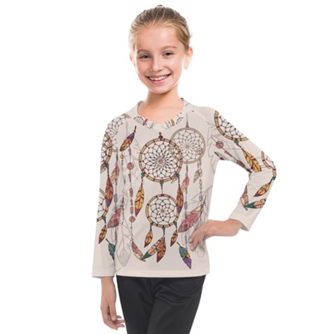 Coloured Dreamcatcher Background Kids  Long Mesh T-shirt by Hannah976