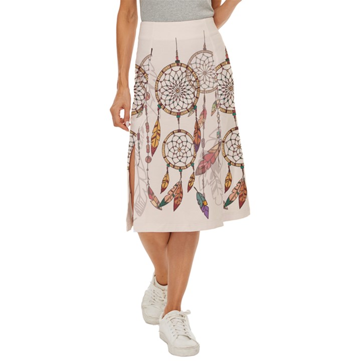 Coloured Dreamcatcher Background Midi Panel Skirt