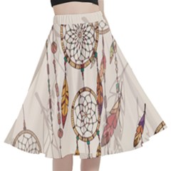 Coloured Dreamcatcher Background A-line Full Circle Midi Skirt With Pocket by Hannah976