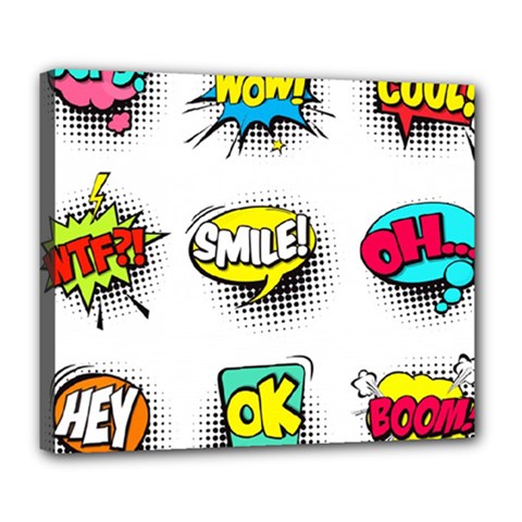 Set Colorful Comic Speech Bubbles Deluxe Canvas 24  X 20  (stretched) by Hannah976