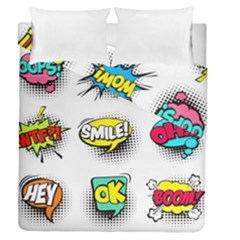 Set Colorful Comic Speech Bubbles Duvet Cover Double Side (queen Size) by Hannah976