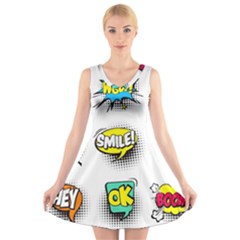 Set Colorful Comic Speech Bubbles V-neck Sleeveless Dress by Hannah976