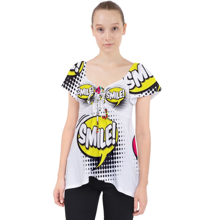 Set Colorful Comic Speech Bubbles Lace Front Dolly Top