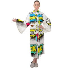 Set Colorful Comic Speech Bubbles Maxi Velvet Kimono by Hannah976