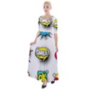 Set Colorful Comic Speech Bubbles Half Sleeves Maxi Dress View1