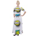 Set Colorful Comic Speech Bubbles Half Sleeves Maxi Dress View2