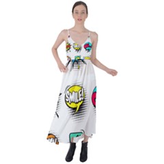 Set Colorful Comic Speech Bubbles Tie Back Maxi Dress by Hannah976