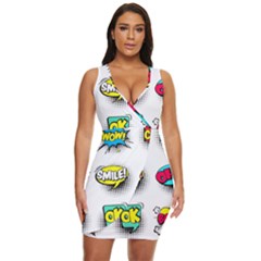 Set Colorful Comic Speech Bubbles Draped Bodycon Dress by Hannah976