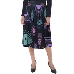 Vintage Seamless Pattern With Tribal Art African Style Drawing Classic Velour Midi Skirt 