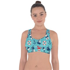 Seamless Pattern Nautical Icons Cartoon Style Cross String Back Sports Bra