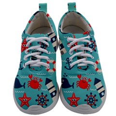 Seamless Pattern Nautical Icons Cartoon Style Mens Athletic Shoes by Hannah976