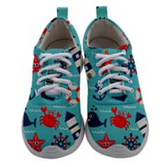 Seamless Pattern Nautical Icons Cartoon Style Women Athletic Shoes by Hannah976