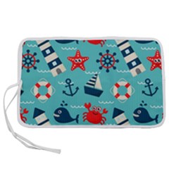 Seamless Pattern Nautical Icons Cartoon Style Pen Storage Case (s) by Hannah976