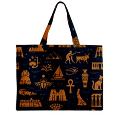 Dark Seamless Pattern Symbols Landmarks Signs Egypt Art Zipper Mini Tote Bag by Hannah976