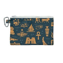 Dark Seamless Pattern Symbols Landmarks Signs Egypt Art Canvas Cosmetic Bag (medium) by Hannah976