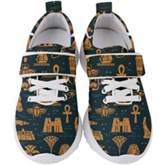 Dark Seamless Pattern Symbols Landmarks Signs Egypt Art Kids  Velcro Strap Shoes by Hannah976