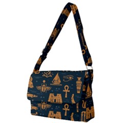 Dark Seamless Pattern Symbols Landmarks Signs Egypt Art Full Print Messenger Bag (l) by Hannah976