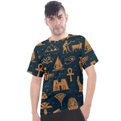 Dark Seamless Pattern Symbols Landmarks Signs Egypt Art Men s Sport Top