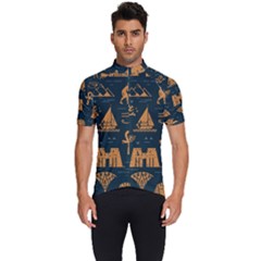 Dark Seamless Pattern Symbols Landmarks Signs Egypt Art Men s Short Sleeve Cycling Jersey