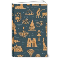 Dark Seamless Pattern Symbols Landmarks Signs Egypt Art 8  X 10  Hardcover Notebook by Hannah976