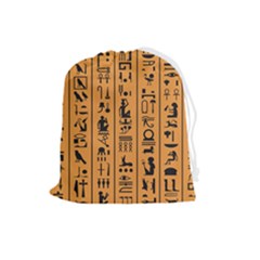 Egyptian Hieroglyphs Ancient Egypt Letters Papyrus Background Vector Old Egyptian Hieroglyph Writing Drawstring Pouch (large) by Hannah976