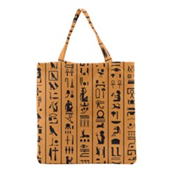 Egyptian Hieroglyphs Ancient Egypt Letters Papyrus Background Vector Old Egyptian Hieroglyph Writing Grocery Tote Bag by Hannah976