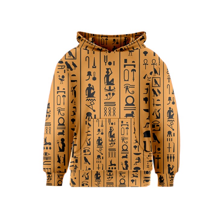 Egyptian Hieroglyphs Ancient Egypt Letters Papyrus Background Vector Old Egyptian Hieroglyph Writing Kids  Pullover Hoodie