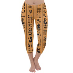 Egyptian Hieroglyphs Ancient Egypt Letters Papyrus Background Vector Old Egyptian Hieroglyph Writing Capri Winter Leggings 