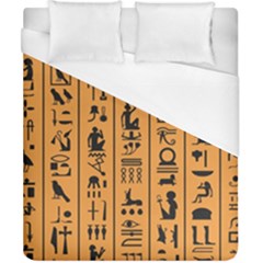 Egyptian Hieroglyphs Ancient Egypt Letters Papyrus Background Vector Old Egyptian Hieroglyph Writing Duvet Cover (california King Size) by Hannah976