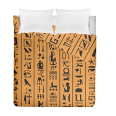 Egyptian Hieroglyphs Ancient Egypt Letters Papyrus Background Vector Old Egyptian Hieroglyph Writing Duvet Cover Double Side (full/ Double Size) by Hannah976