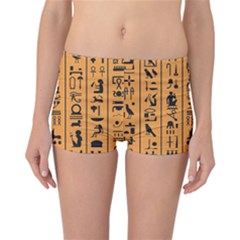 Egyptian Hieroglyphs Ancient Egypt Letters Papyrus Background Vector Old Egyptian Hieroglyph Writing Reversible Boyleg Bikini Bottoms by Hannah976