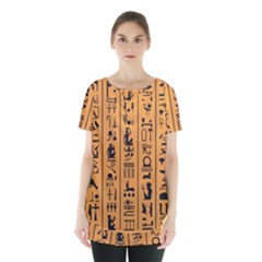 Egyptian Hieroglyphs Ancient Egypt Letters Papyrus Background Vector Old Egyptian Hieroglyph Writing Skirt Hem Sports Top by Hannah976