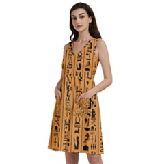 Egyptian Hieroglyphs Ancient Egypt Letters Papyrus Background Vector Old Egyptian Hieroglyph Writing Sleeveless Dress With Pocket by Hannah976