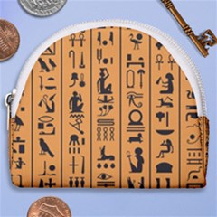 Egyptian Hieroglyphs Ancient Egypt Letters Papyrus Background Vector Old Egyptian Hieroglyph Writing Horseshoe Style Canvas Pouch by Hannah976